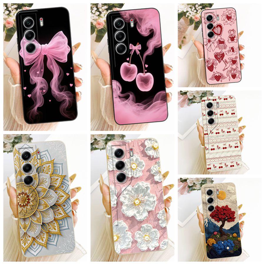 For Tecno Camon 40 Pro 4G Case CM6 Cover bow flower Painted Case Soft Silicone Bumper For Tecno Camon40 4G 40Pro Case Capa