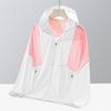 Summer ice silk UPF10 + sunscreen clothing color matching hooded light and breathable anti-ultraviolet high elastic men and women sun jacket