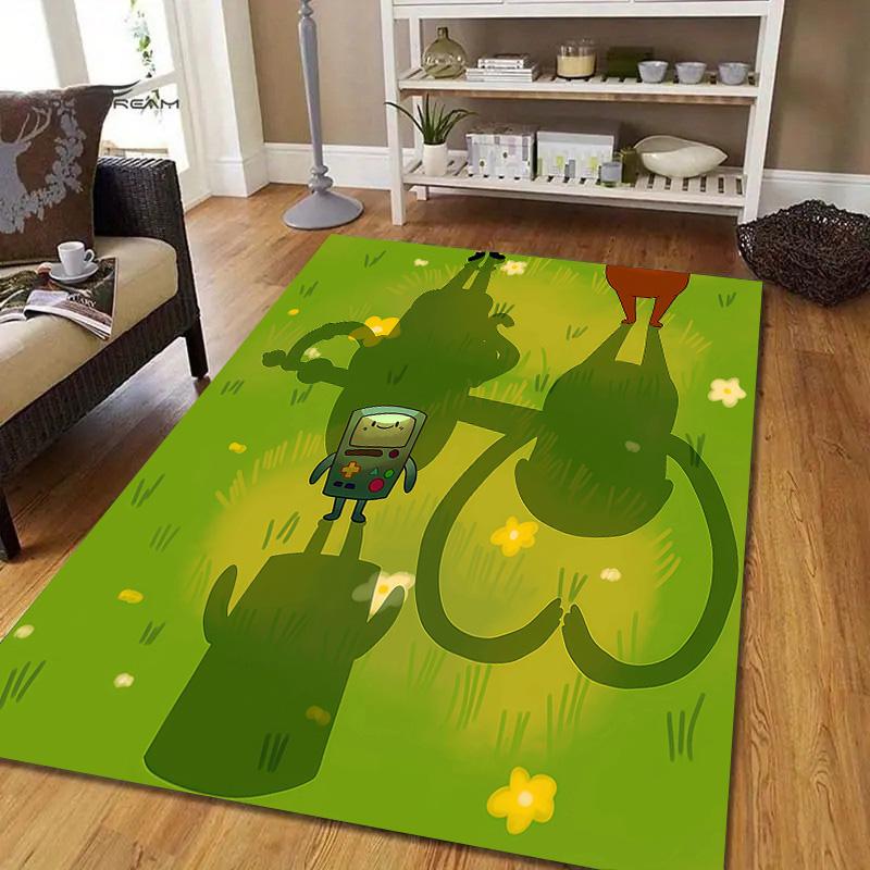 Adventure Time Flannel Pattern Square Carpet,Area Rug,Carpet Rug for Living Room Bedroom Sofa Playroom Decor,Non-slip Floor Mat