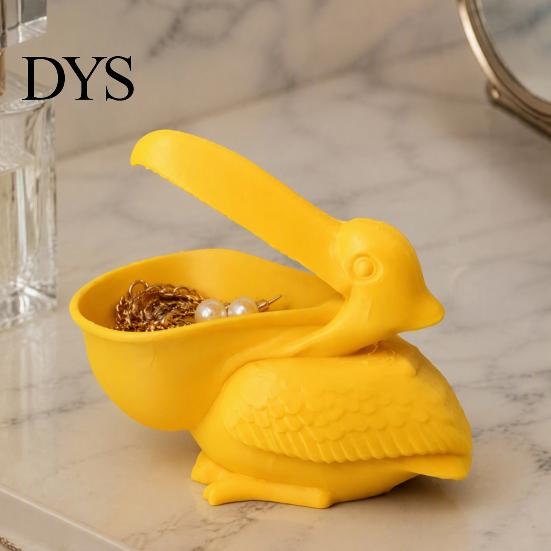 Cute Bird Trinket Tray Pelican Desktop Storage Organizer, Decorative Animal Figurine Container, Eco-friendly Small Item Container PLA Unique
