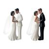 Plastic Bride Groom Cake Toppers With Realistic Tuxedo Veil Detail Wedding Cake Decoration For Formal Event Setting
