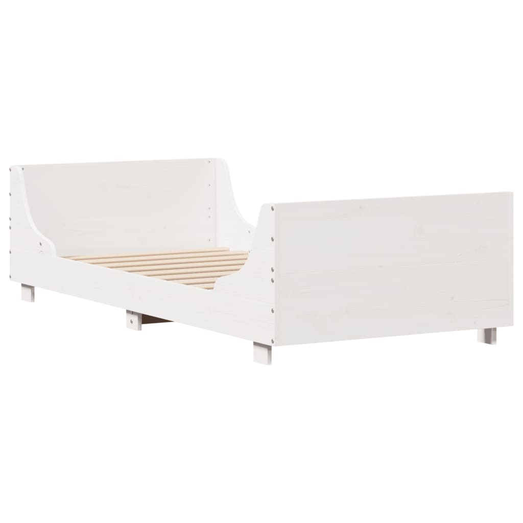 Solid Wood Bed Frame without Mattress White 75x190 cm Pine Wood