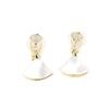 Classic European and American high-end versatile fan-shaped shell earrings gold-plated stone-inlaid temperament earrings without ear holes Ear clips w