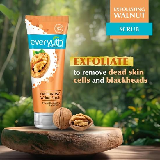 Everyuth Naturals Exfoliating Walnut Scrub Gentle Face Scrub|With Walnut Shell Particles|Removes Blackhead&Sensitive Skin-100Gm(Pack Of 2)