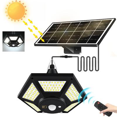 Solar Pendant Lights Outdoor Indoor with Remote Solar Shed Light Motion Sensor 5 Lighting Modes for Garage Patio Barn