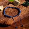 Bohemian Natural Lapis Lazuli Braided Bracelet, Adjustable Beaded Spacer Stone Wrist Chain