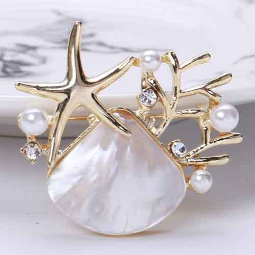 

Брошь в виде глубоководной имитации ракушки, модная брошь в виде морской звезды со стразами, темперамент, элегантные аксессуары для пальто