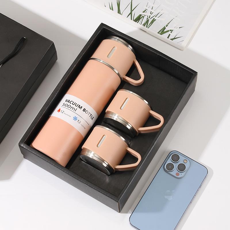304 Stainless Steel Insulated Travel Cup Set with Three Lids - Perfect Business Gift for Men and Women