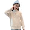 2026 Korean-Style Girls' Velvet Sweater - High Collar, Thick, Warm Winter Long Sleeve
