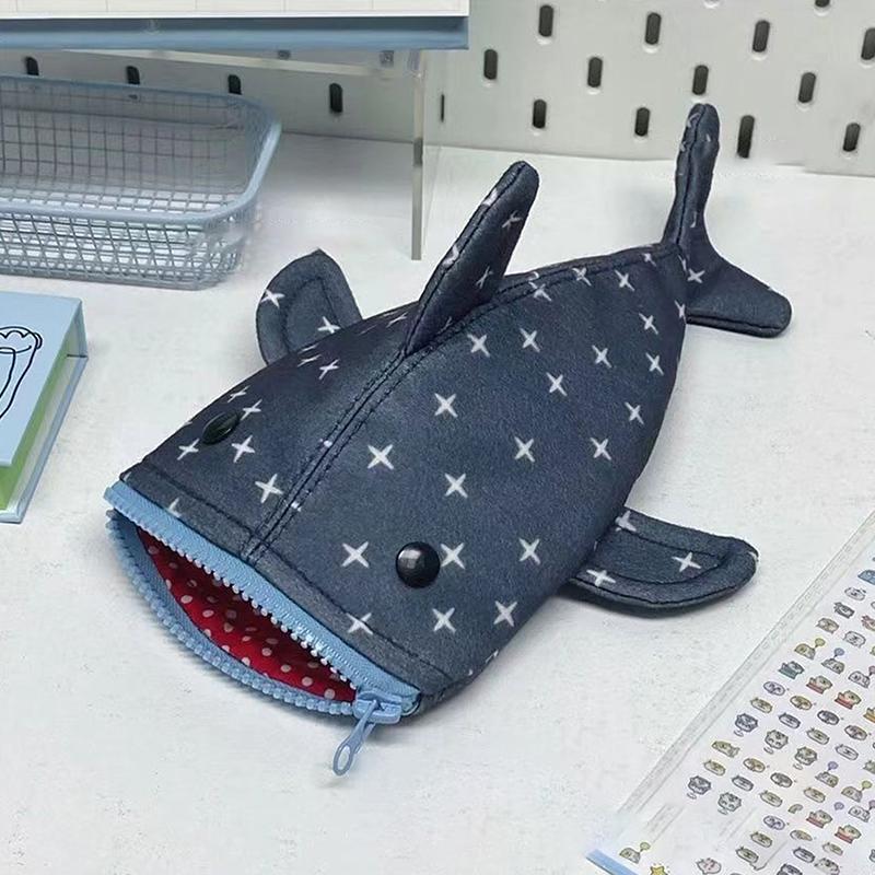 1Pc Creative Shark Star Pencil Case Cute Funny Shark Mouth Zipper Pencil Pouch Shark Stationery Storage Bag Gifts Organizer