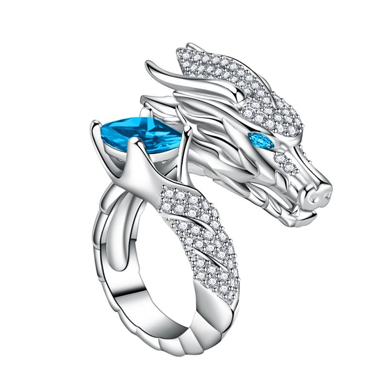 

Huitan 2025 Dragon Rings for Women/Men White/Red/Green/Blue CZ Gorgeous Adjustable Opening Rings Hip Hop Zircon Drop Shipping resizable