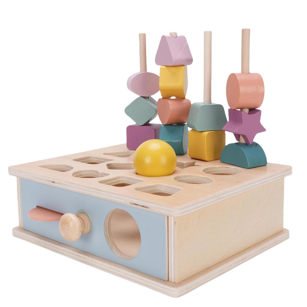 Drewniane Zabawki do Sortowania Kolorów i Układania w Stos Wczesna Nauka Koraliki do Nawlekania Zestaw do Sekwencjonowania dla Maluchów