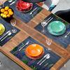4pcs Placemats Summer Theme Floral Pattern Table Pad Set Colorful Printed Wooden Planks Table Mat for Indoor Dining Table Decor