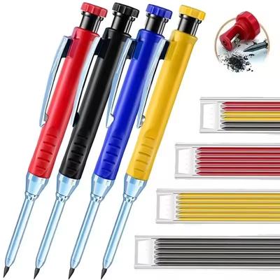 Solid Carpenter Pencil Set Woodworking Tools Mechanical Pencil 5 Colors Refill Construction Job Tools Carpentry Marking Scriber