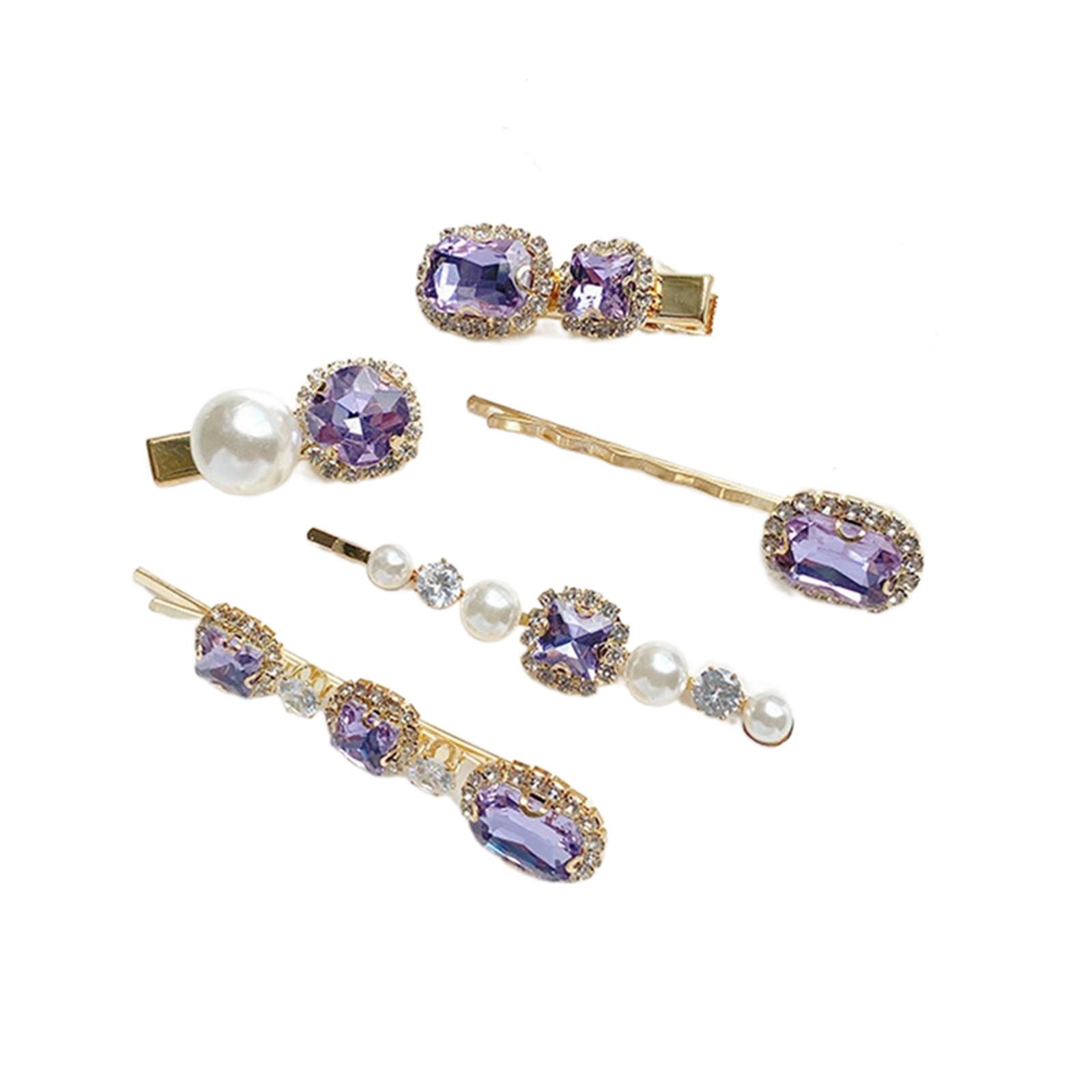 5 PCS Rhinestone Pin Metal Hair Clips Green Crystal Hair Pin Decorations For Lady Women Girls One Size