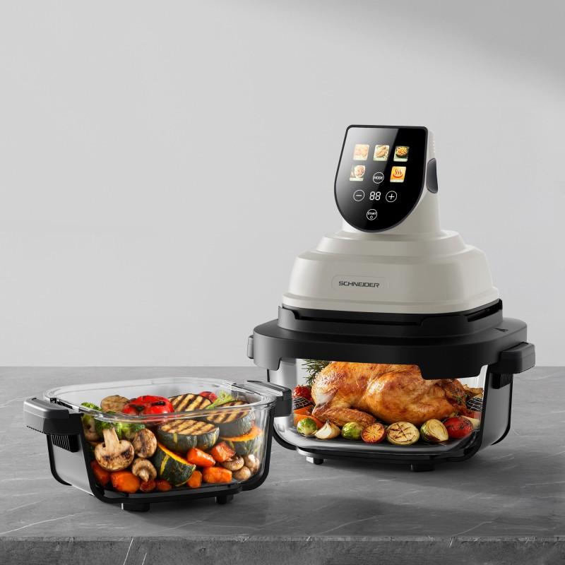 Schneider - Crispi - Gold - Beige - Panorama-Heißluftfritteuse - 1500 W - 2 Glastabletts