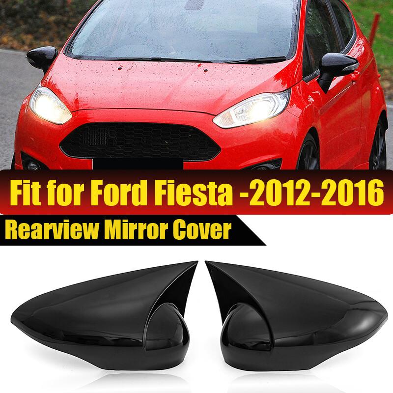 2X M Style Glossy Black Rearview Mirror Cover Caps For Ford Fiesta MK7 2009-2018
