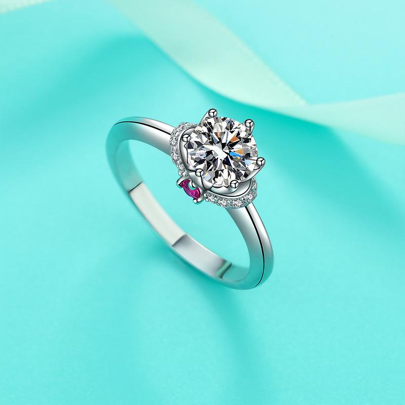 Bague Ringen Mosang Diamond Ring With Six Claws For Women With Eight Hearts And Eight Arrows Moissanite Classic