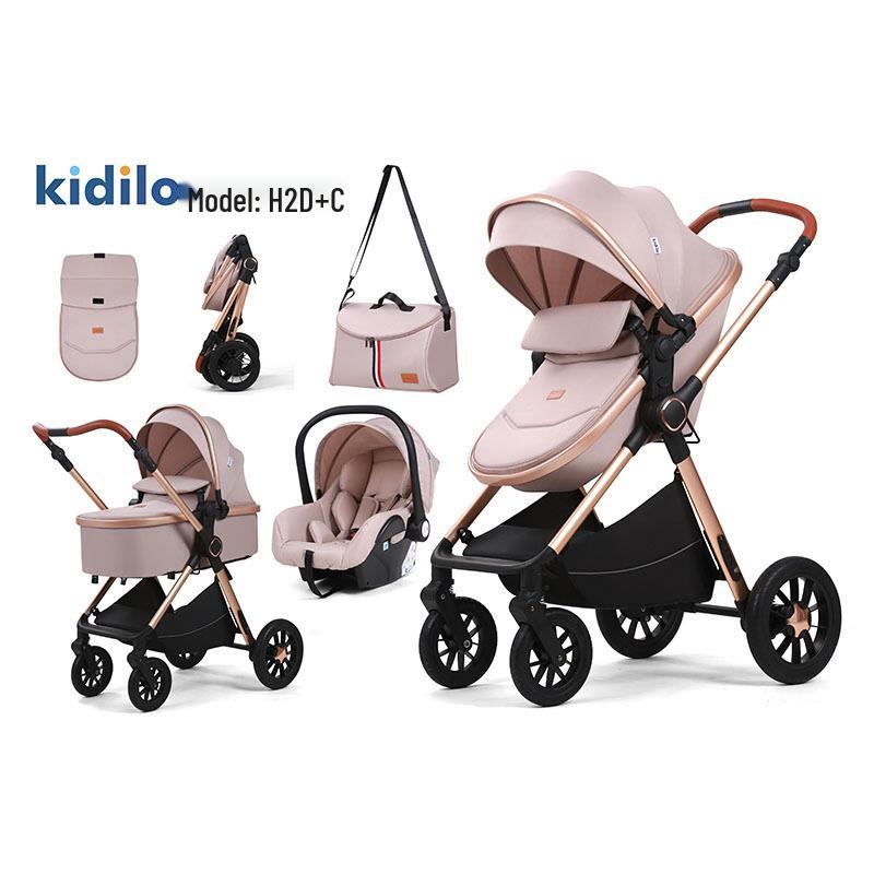 Kidilo Multifunctional High View Baby Stroller with Reclining Bassinet