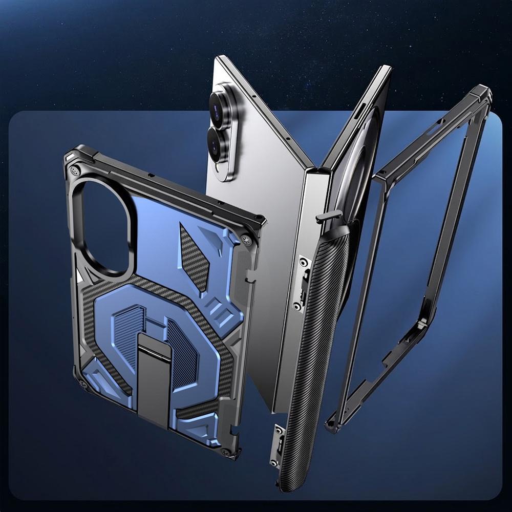 Armored Case for Samsung Galaxy Z Fold 8, with Stand and Hinge Cover, for MagSafe, Blue