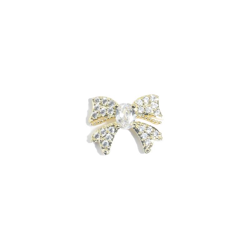 3D Zirconia Bow Nail Art: Luxurious & Shiny Pearl Gel Polish Decoration