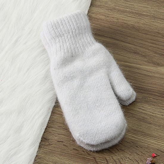 1 Pair Women Mittens Double-layers Cute Stretchy Soft Thickened Cold Resistant Solid Color Autumn Winter Girls Gloves for Riding