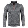 Herren Herbst/Winter Kragen Reißverschluss Strickpullover mit dünnen Fleece-Ärmeln, Trendige Strickjacke, Übergröße