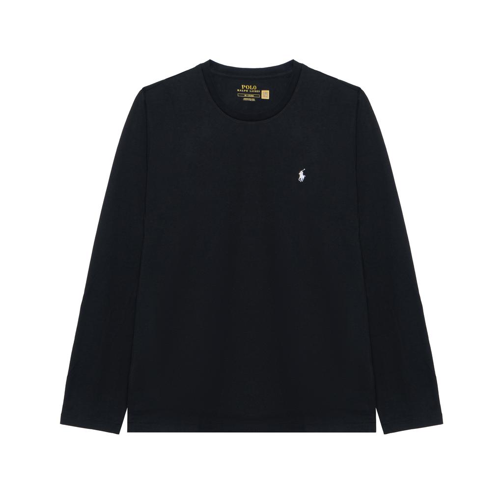 Polo Ralph Lauren SS22 Solid Color Logo Embroidered Crew Neck Long Sleeve T-Shirt Men T-Shirts Black 714844759-001