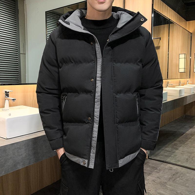 Padded clothes men's winter hooded stripes loose thickened padded jacket trendy bread clothes padded jacket men