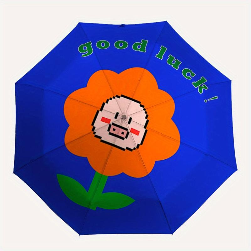 

1pc Flower Pig Automatic Open/close Folding Compact Umbrella, 8-Rib Sturdy Canopy, Lightweight Portable, Everyday Use, Gift, Outdoor Umbrella, Travel