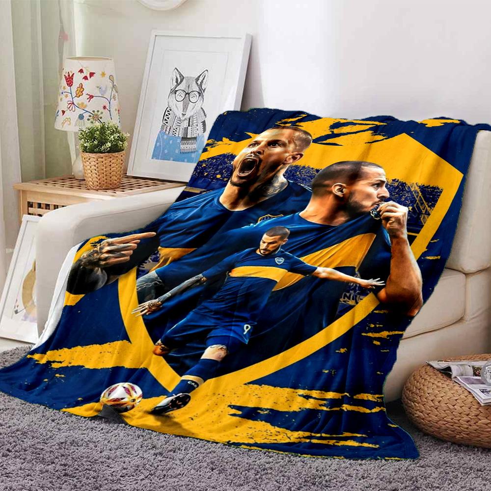 Boca Juniors Player Collage Print Fleece Blanket Soccer Fan Soft Warm Throw Blanket for Sofa Couch Bedroom Home Decor Gift