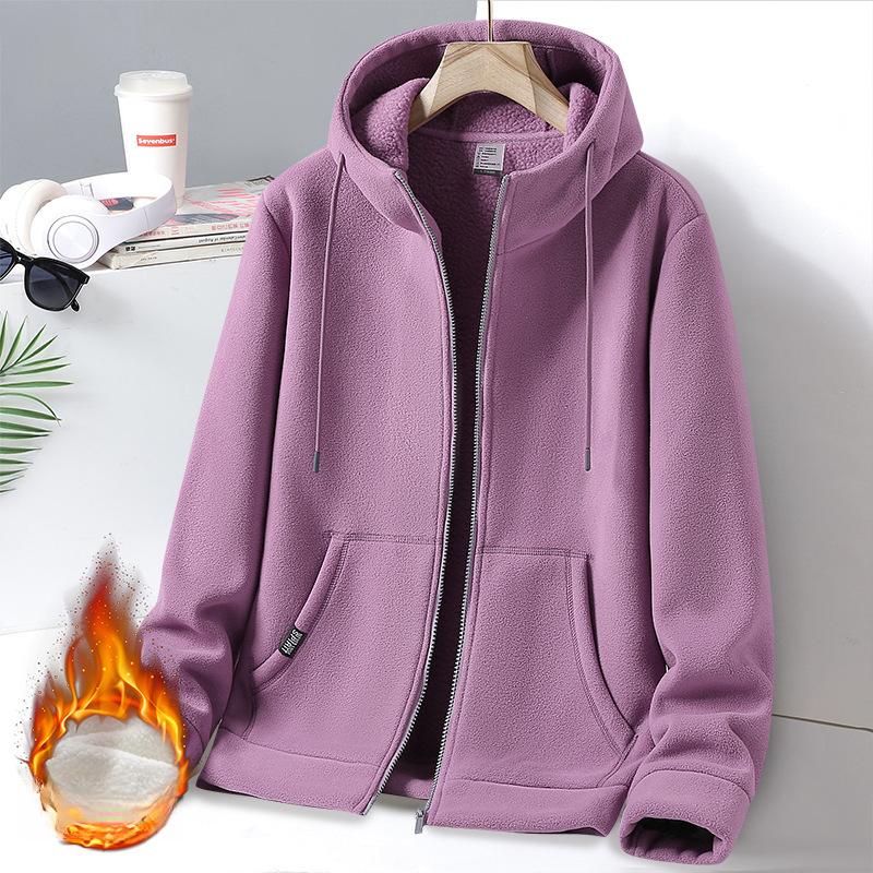 Hooded Jacket Men's and Women's Autumn and Winter Fleece Thickened Cardigan Sweater Warm and Windproof Couple Outfit