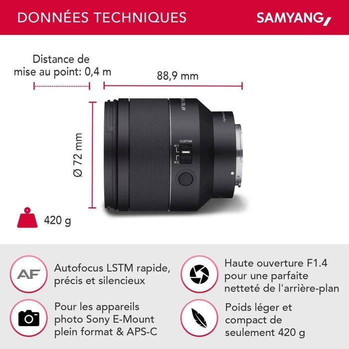 Samyang objectif af 50mm f/1.4 II compatible avec sony fe