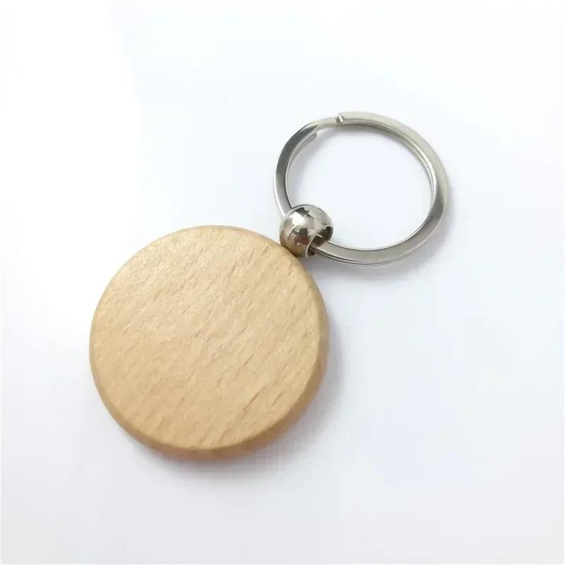 

Custom Logo Name Personalized Keyring Laser Engraved Wooden Car Moto Keychain Retro Round Rectangular Pendant Cute Gift