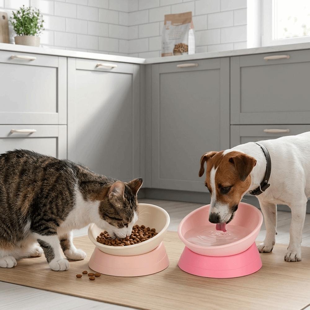 Slanted Mouth Elevated Feeder Adjustable Angle Anti-Slip Dish Stable Tilted Pet Bowl Pet Meal Time