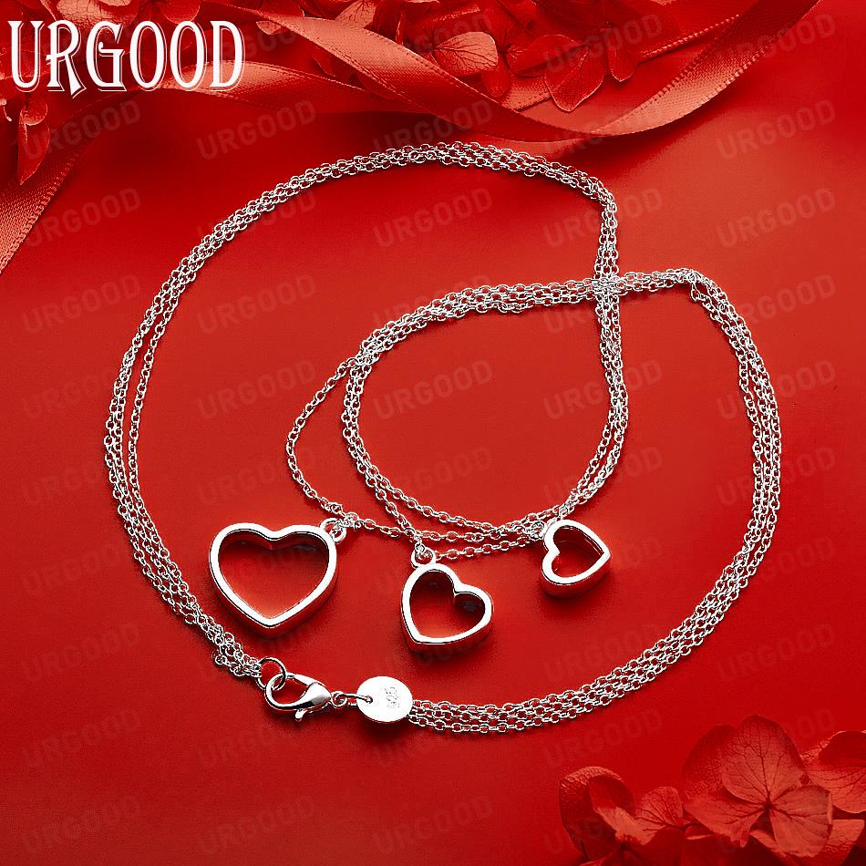 925 Sterling Silver Minimalist Romantic Hollow Love Necklace - Banquet Gift Jewelry 45CM