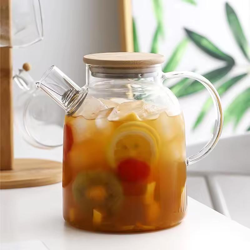1.8L Heat-Resistant Transparent Borosilicate Glass Teapot Flower Tea Set Coffee Pots Kettle Glass Water Jug Office Home Tool
