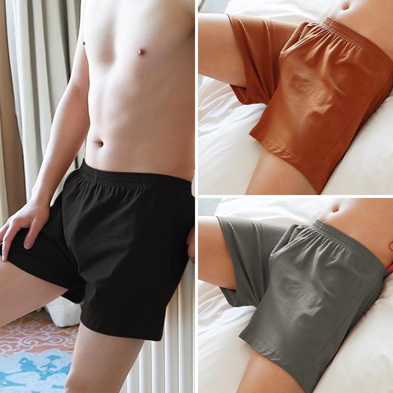 Men's Pure Cotton Loose Boxer Briefs - Summer Solid Color Trendy Four-Cornered Underwear
