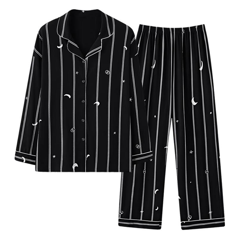 Pajamas women's autumn and winter thin long-sleeved trousers high-end sense simple casual women's loungewear two-piece set can be worn outside