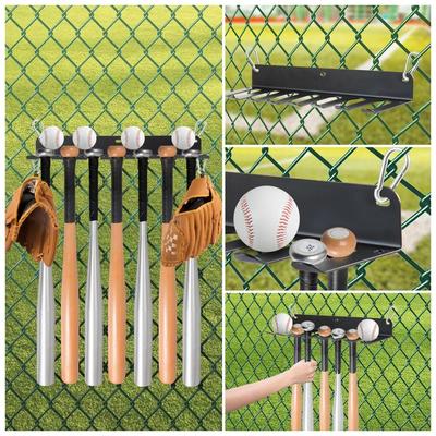 Wall Mount Baseball Bat Holder Rust-Resistant Metal Bat Organizer Rack Durable Heavy Duty Bat Display Hangers Sports Club