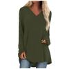 Women's Fashion Casual T-shirt Color Long Sleeve V-neck Medium Long Top