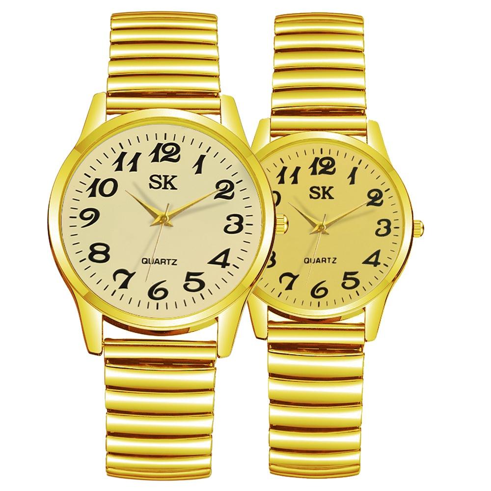 Men's Women's Bussiness Watch Couple Watch Set Romantic Bohemian Style Elastic Strap Quartz Watch Set (Box Not Included)