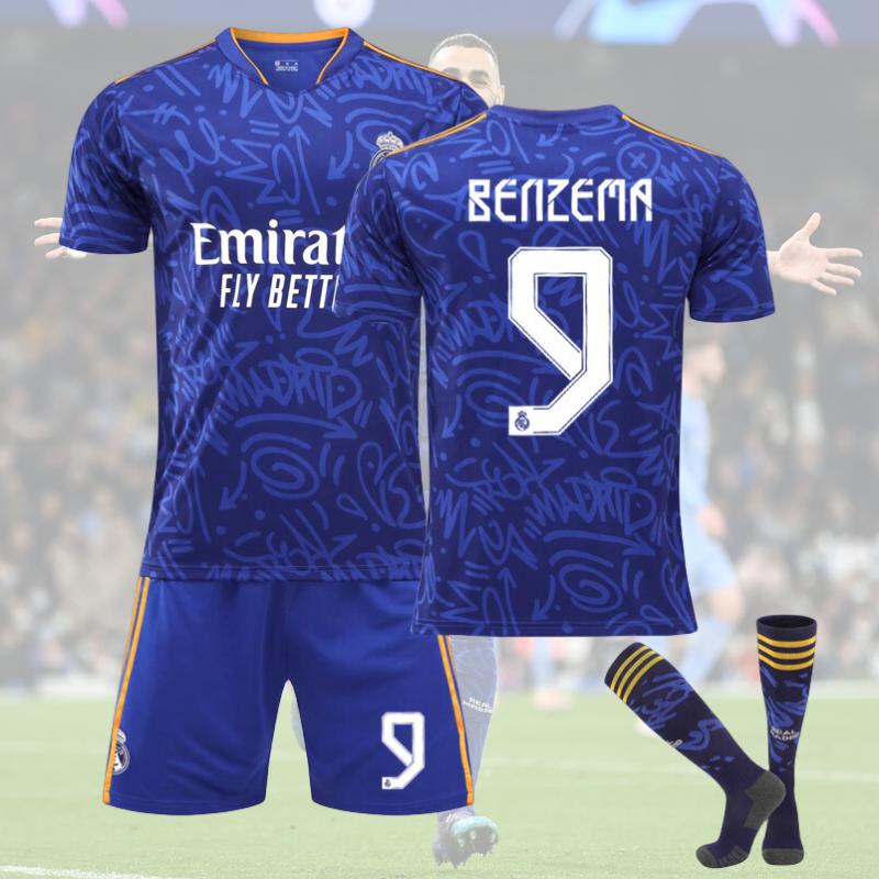 Season 2122 Real Madrid Number 9 Benzema Kid Adult Soccer Jersey Sports Apparel