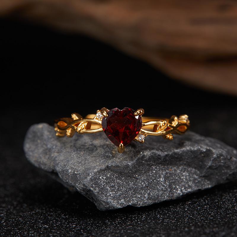 Non-Fading Niche High-End S925 Sterling Silver Natural Topaz Garnet Amethyst Transparent Limestone Colored Treasure Ring For Women