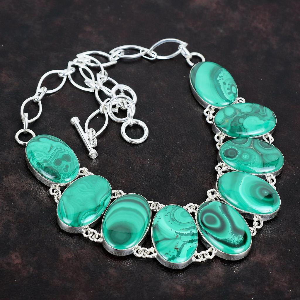 Malachite necklace 925 sterling silver necklace gemstone handmade jewelry adjustable chain necklace latest design necklace gifts for women