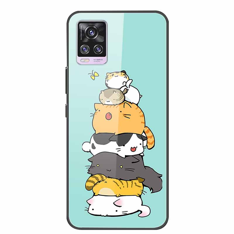 Glass Back Cover For Vivo V20 Pro 5G Case Coque Hard Tempered Glass Case For Vivo V20 Pro 2020 Phone Case Cover Soft Bumper Para
