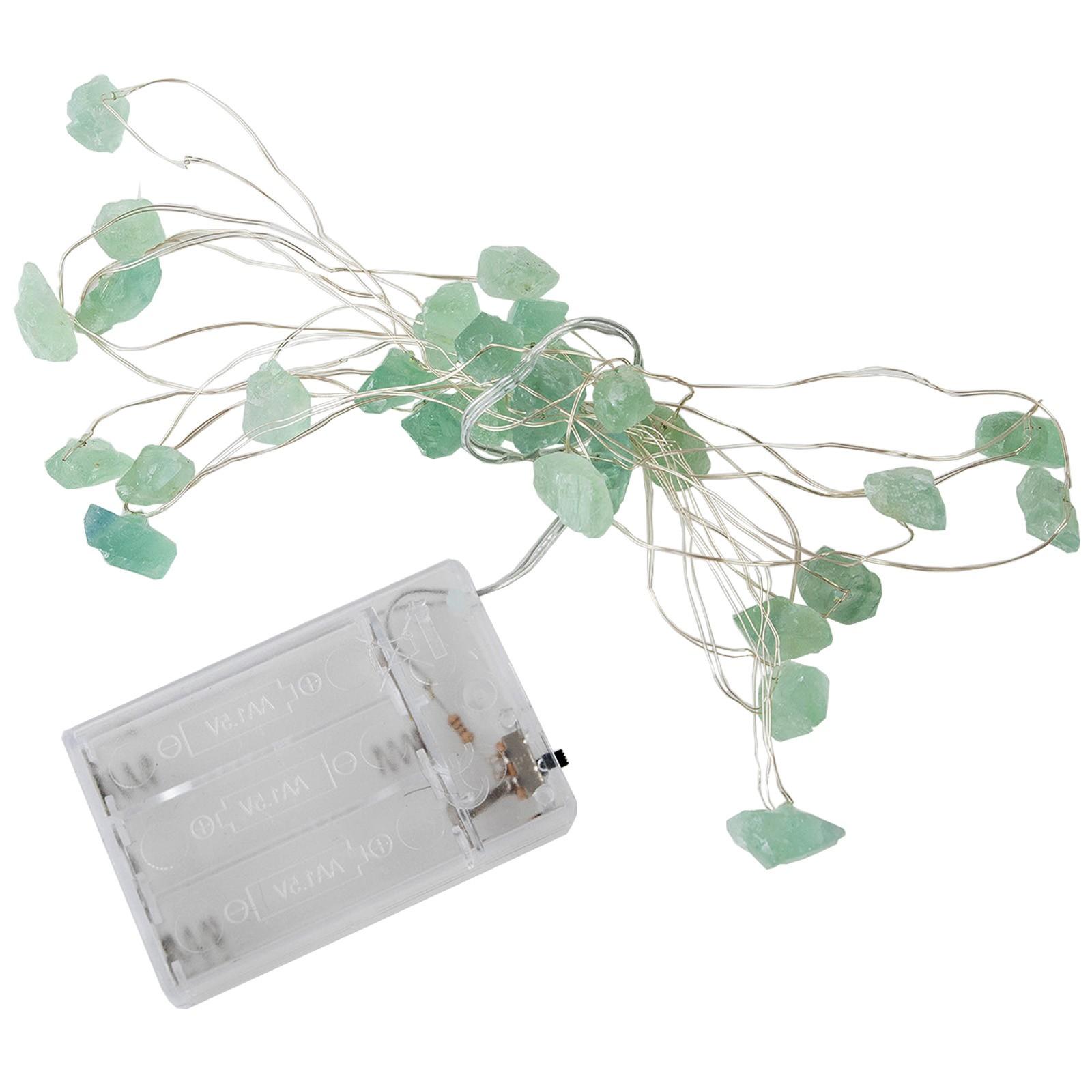 

Natural Amethyst Decorative Lights Crystal String Lights Raws Stones 30 LEDs With Remote Control, Hanging Reikis Ornaments