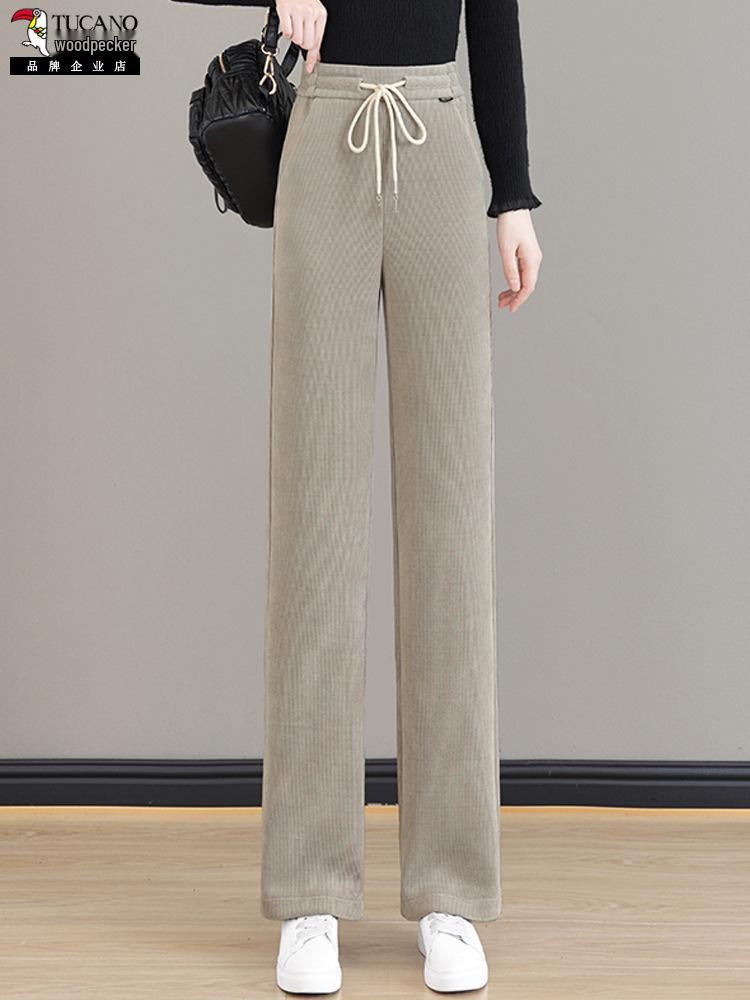Woodpecker Women's High-Waist Fleece Lined Wide-Leg Pants Autumn/Winter 2025