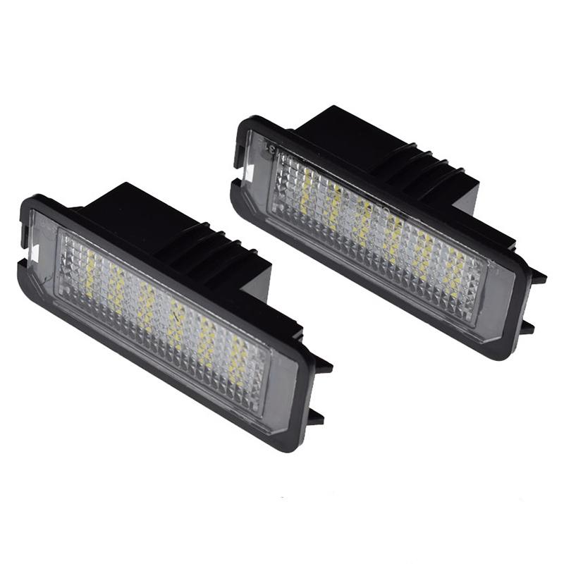 2Pcs Car Led Bulbs Number License Plate Lights White for Polo (6N2.9N.6R) 2000-2014 Golf 4/5/6/7 Passat Amarok Seat Ibiza Leon