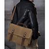 Canvas Straddle Bag with Top Layer Leather Men's Camera Bag Waxed and Retro One Shoulder Diagonal Back